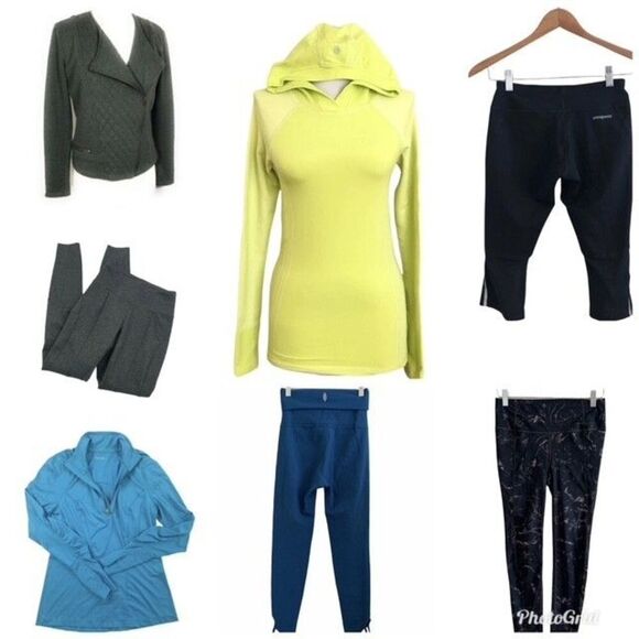 Athleta Patagonia Zella Free People 7 PC Bundle Gym Leggings Jacket Pullover Run - Picture 1 of 15